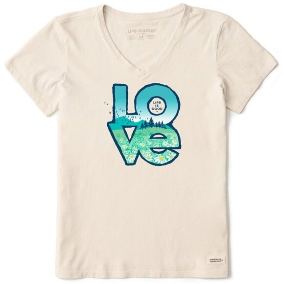 Life Is Good Tops - Life is Good Women Graphic Tee XL Short Sleeve Crusher Lite Vee Lovescape 77761